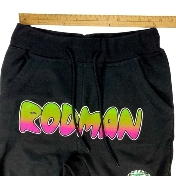 Pacsun Dennis Rodman Sweatpants Mens M Black Drawstring The Worm Track Pants New - Picture 10 of 14